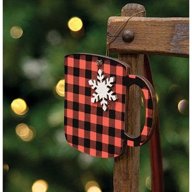 Red & Black Check Snowflake Cup Ornament - The Fox Decor